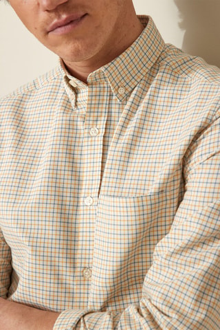 Camisa regular fit - Amarillo y azul cobalto