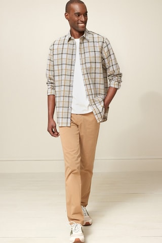 Camisa regular fit de lino - Azul y verde