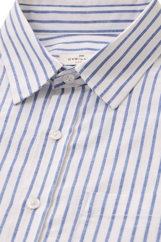 Camisa de lino - Blanco y azul marino