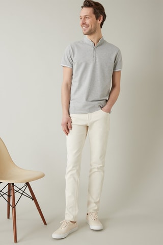 Polo de algodón orgánico - Gris claro jaspeado
