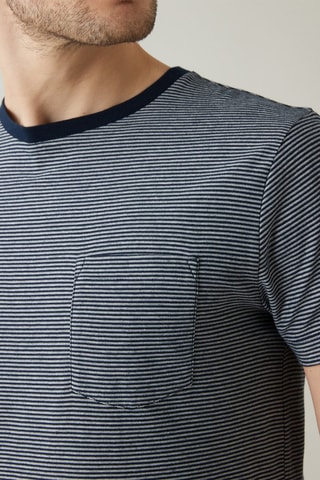 Camiseta de algodón orgánico - Azul marino y crudo