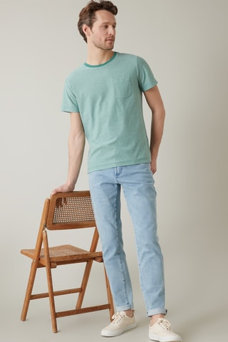 Camiseta de algodón orgánico - Verde esmeralda y crudo