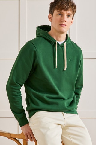 Sudadera de algodón orgánico con capucha - Verde oscuro