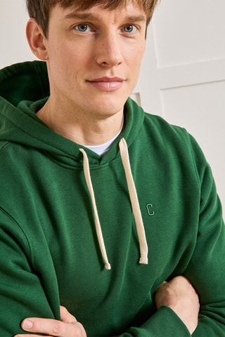 Sudadera de algodón orgánico con capucha - Verde oscuro