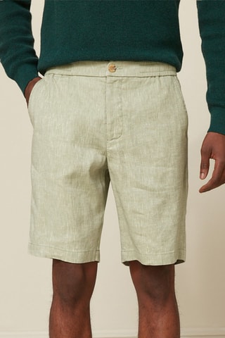 Bermudas rectas de lino - Verde claro