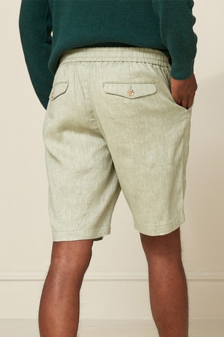 Bermudas rectas de lino - Verde claro