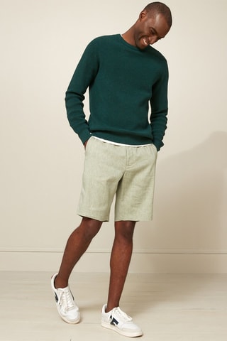 Bermudas rectas de lino - Verde claro