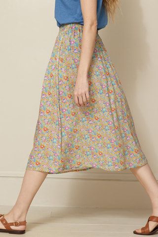 Falda midi de talle alto - Amarillo
