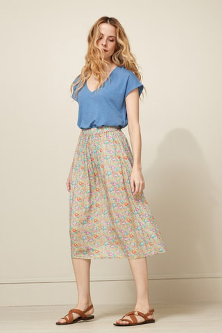Falda midi de talle alto - Amarillo