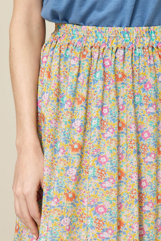 Falda midi de talle alto - Amarillo
