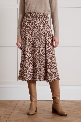 Falda midi de talle alto - Marrón