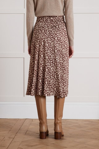Falda midi de talle alto - Marrón