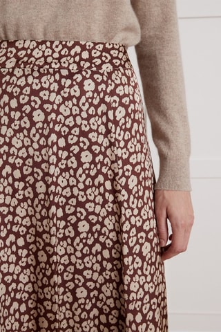 Falda midi de talle alto - Marrón
