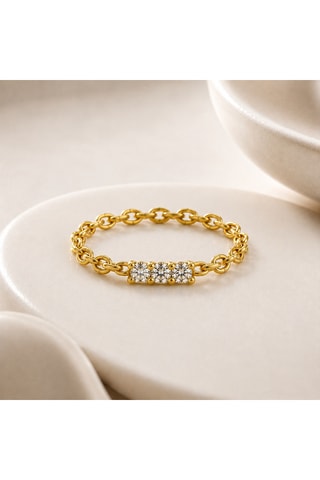 Anello - Argento placcato oro giallo e diamante