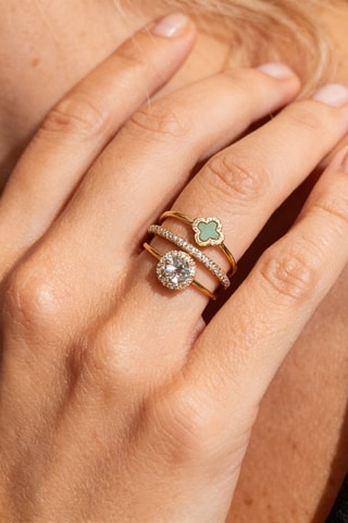 Anello - Argento placcato oro giallo e ametista