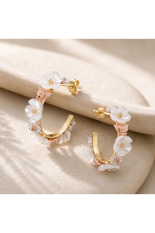 Orecchini - Argento, argento placcato oro giallo, argento placcato oro rosa e madreperla