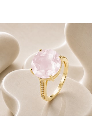 Anello - Argento, quarzo rosa e cubic zirconia
