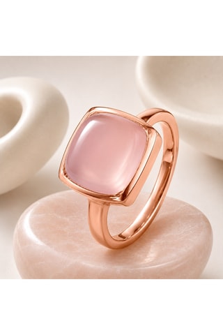 Anello Argento placcato oro rosa e quarzo rosa