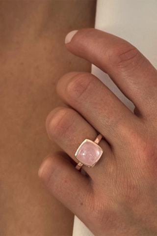 Anello Argento placcato oro rosa e quarzo rosa