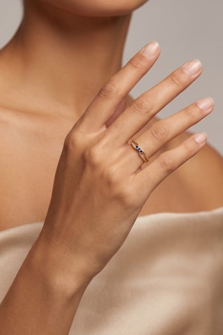 Anello Argento placcato oro giallo e zaffiri