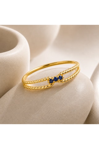 Anello Argento placcato oro giallo e zaffiri