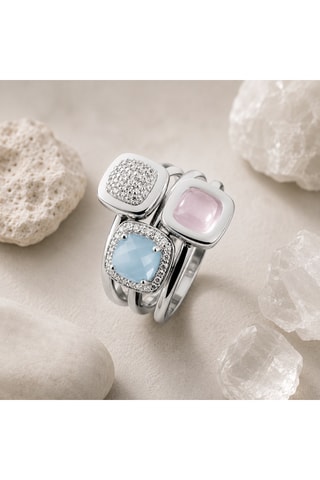 Anello - Argento e calcedoni