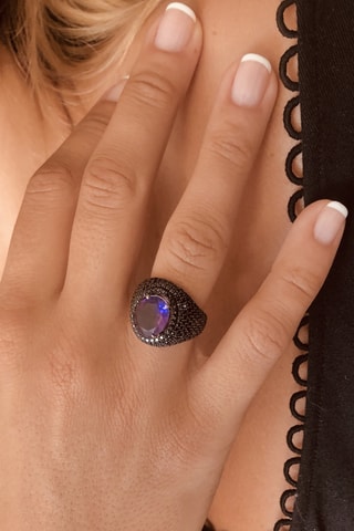 Anello - Argento, ametista e spinelli