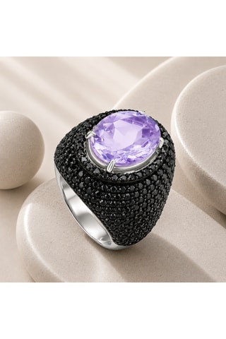 Anello - Argento, ametista e spinelli