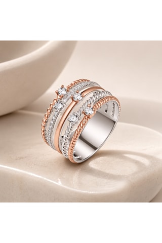Anello - Argento e argento laminato oro rosa