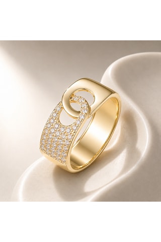 Anello - Argento laminato oro rosa e zirconi