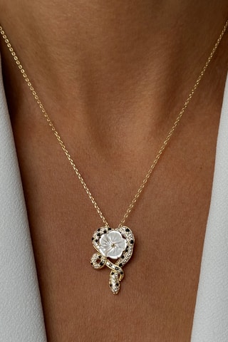 Collana - Argento placcato oro giallo e madreperla