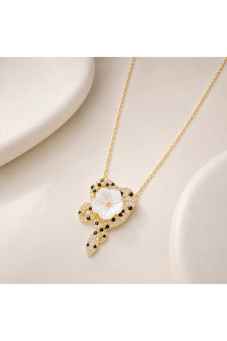 Collana - Argento placcato oro giallo e madreperla
