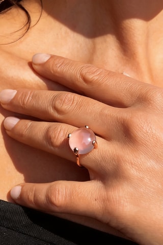 Anello - Argento placcato oro rosa e quarzo