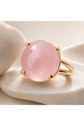 Anello - Argento placcato oro rosa e quarzo