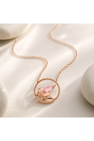 Collana - Argento placcato oro rosa e quarzo