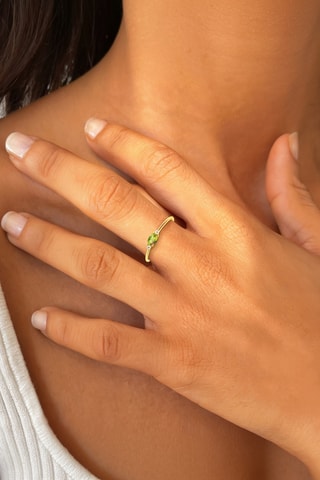 Anello - Argento placcato oro giallo e peridoto