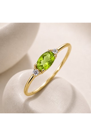 Anello - Argento placcato oro giallo e peridoto