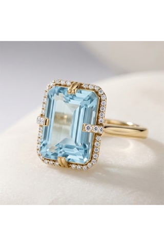 Anello - Argento placcato oro giallo e topazio