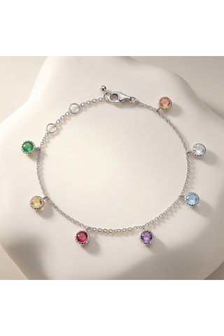 Bracciale - Argento, pietre di luna, topazio, ametista, labradorite, quarzo e avventurina