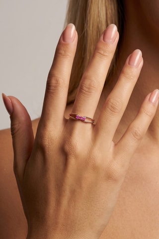 Anello Argento placcato oro rosa e rubino