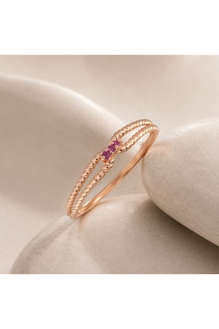 Anello Argento placcato oro rosa e rubino