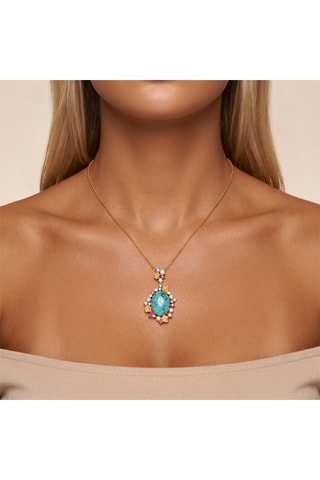 Collana - Argento, perle coltivate e turchese