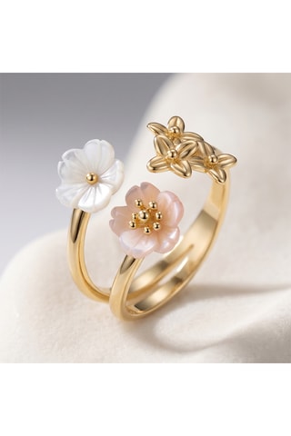 Anello - Argento placcato oro giallo e madreperla