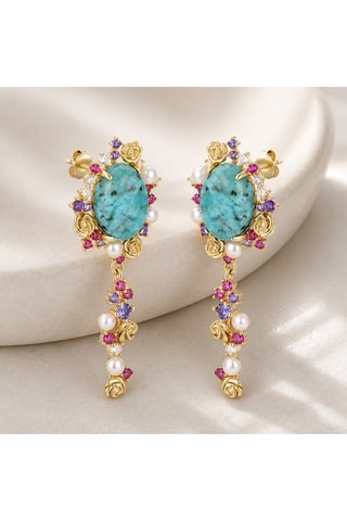 Orecchini - Argento, perle coltivate e turchese