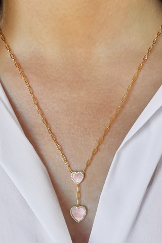 Collana - Argento placcato oro giallo e madreperla