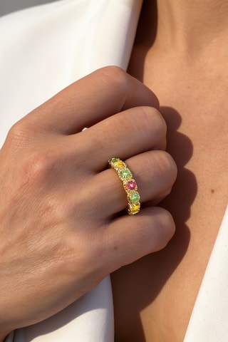 Anello - Argento sterling laminato oro fino giallo e tormaline