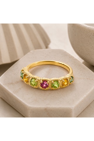 Anello - Argento sterling laminato oro fino giallo e tormaline
