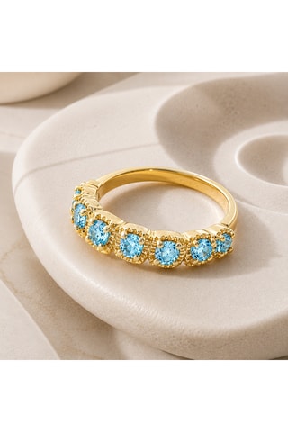 Anello - Argento sterling laminato oro fino giallo e topazi