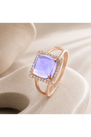 Anello - Argento placcato oro giallo e ametista