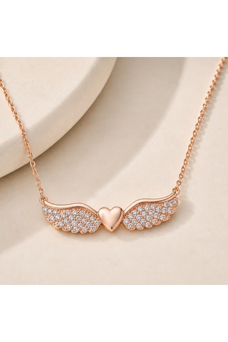 Collana - Argento placcato oro rosa e zirconi